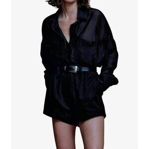 NEW SECULAR parker high waist denim shorts in black